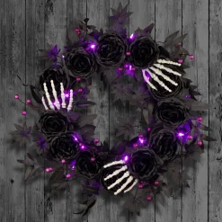 National Tree Company 24 in. Halloween Bad to the Bone Wreath with LED Lights