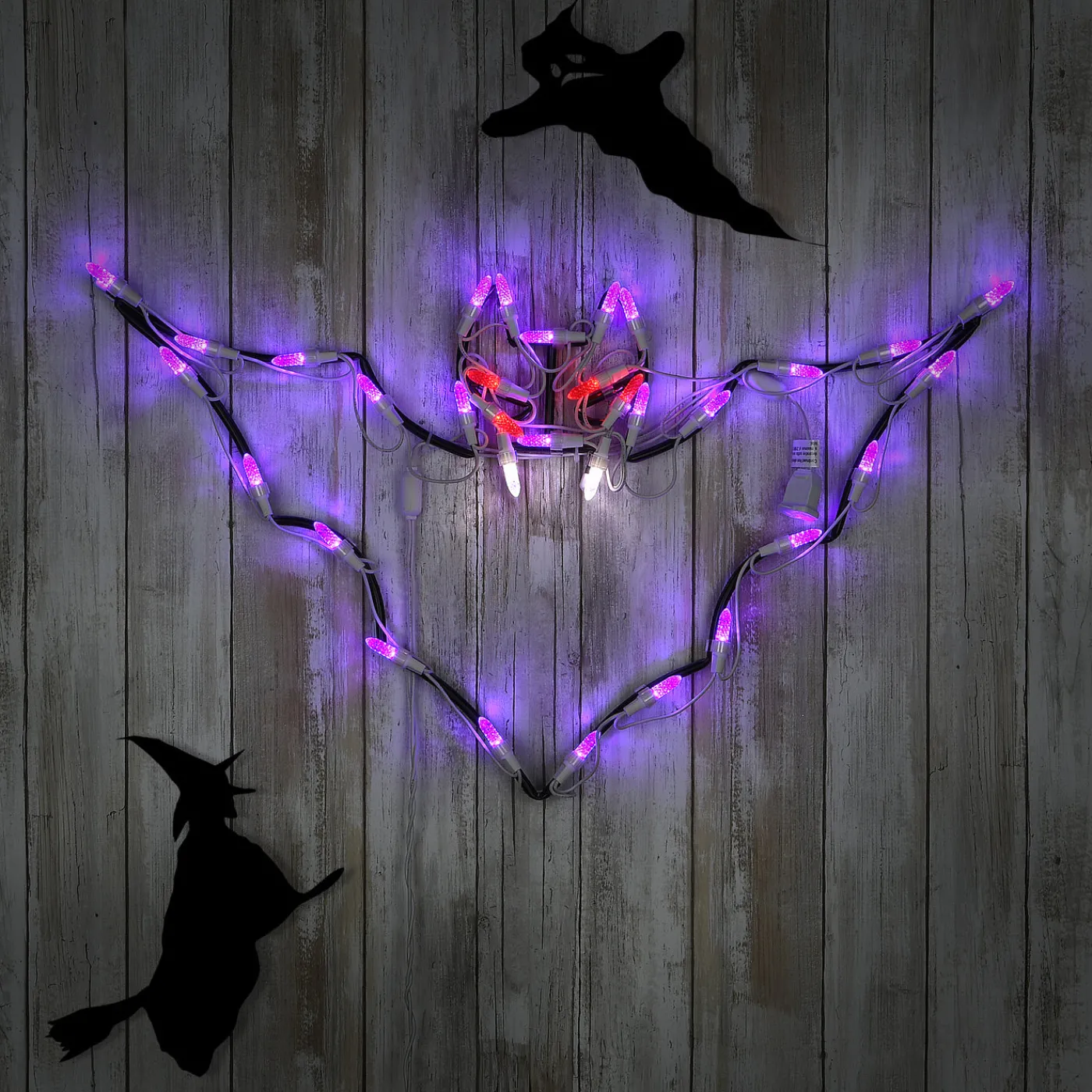 National Tree Company 23 in. Halloween Bat Lighted Sign Decoration with LED Lights