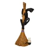National Tree Company 21 in. Halloween Black Cat with a Broom Tabletop Decoration