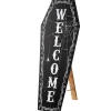 National Tree Company 28 in. Halloween Black Coffin Welcome Standup Sign Decoration