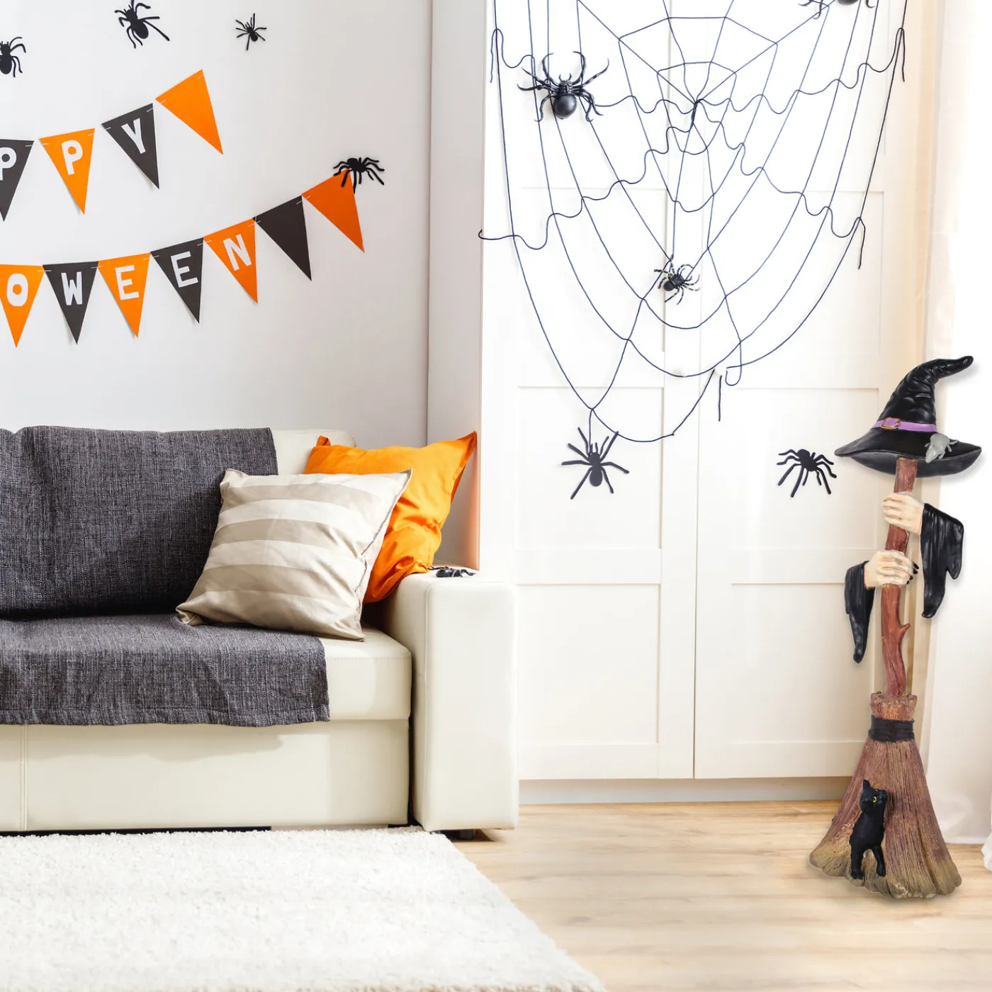 National Tree Company 48 in. Halloween Broom with Arms & Witch Hat