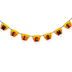 National Tree Company 31 in. Halloween Candy Corn Welcome Hanging Banner