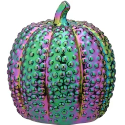 National Tree Company 10 in. Halloween Ceramic Iridescent Purple Pumpkin Decoration