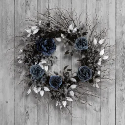 National Tree Company 24 in. Halloween Deadwood and Roses Wreath
