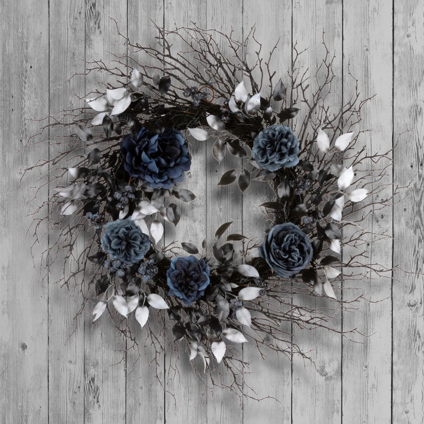 National Tree Company 24 in. Halloween Deadwood and Roses Wreath