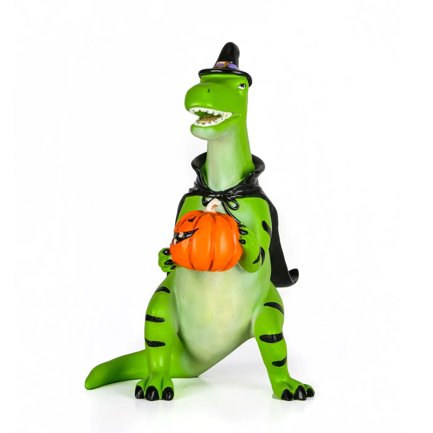 National Tree Company 10 in. Halloween Dinosaur with Jack-O-Lantern Tabletop Decoration
