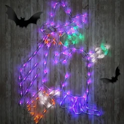 National Tree Company 46 in. Halloween Flying Witch Lighted Sign Decoration with LED Lights