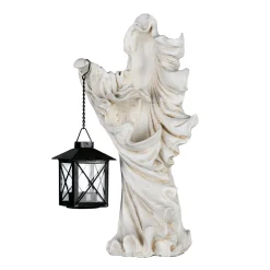 National Tree Company 14 in. Halloween Ghost with Lantern Holds One Candle Tabletop Decoration