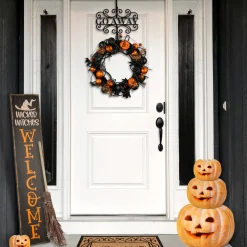 National Tree Company 17 in. Halloween Go Away Metal Wreath Hanger
