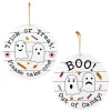 National Tree Company 12 in. Halloween Hanging Double Sided Sign, White, Trick or Treat, Out of Candy
