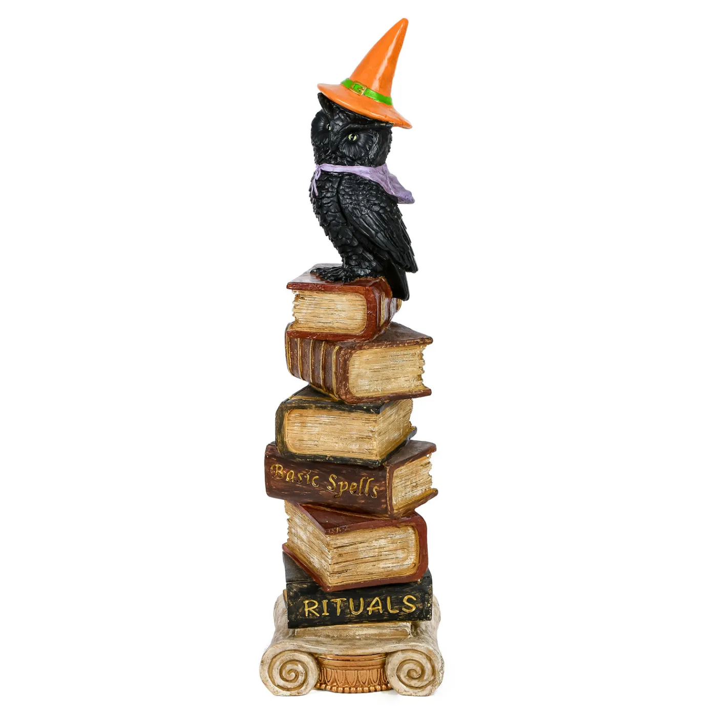 National Tree Company 32 in. Halloween Owl on Stacked Books Tabletop Decoration