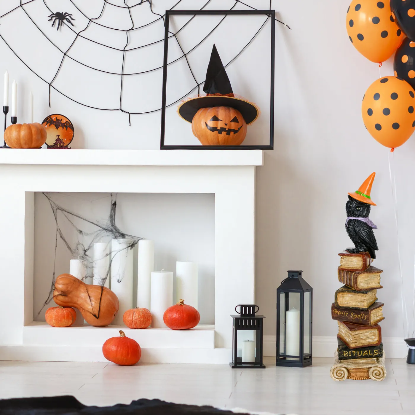 National Tree Company 32 in. Halloween Owl on Stacked Books Tabletop Decoration