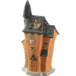 National Tree Company 12 in. Halloween Pre-Lit Black Haunted House Decoration with LED Lights