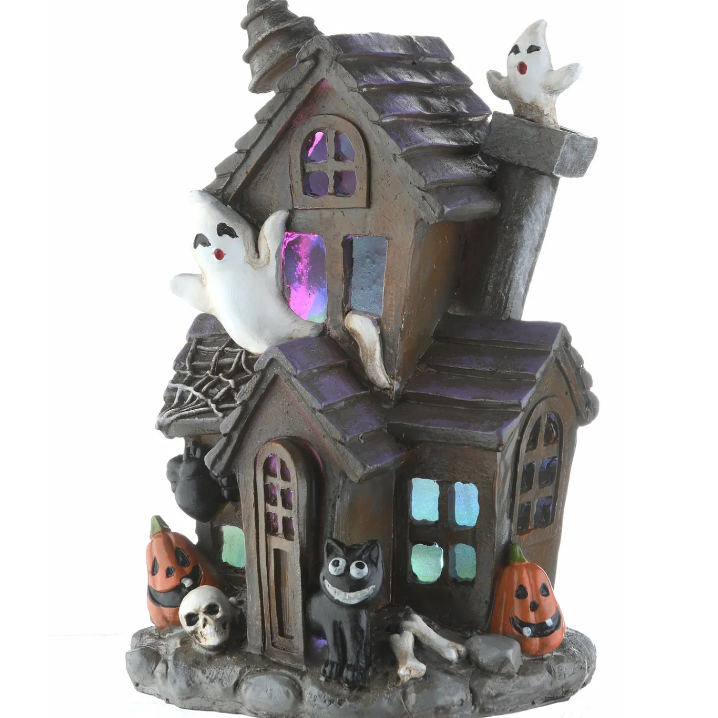 National Tree Company 6 in. Halloween Pre-Lit Black Haunted House Decoration with LED Lights