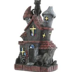 National Tree Company 7 in. Halloween Pre-Lit Black Haunted House Decoration with LED Lights