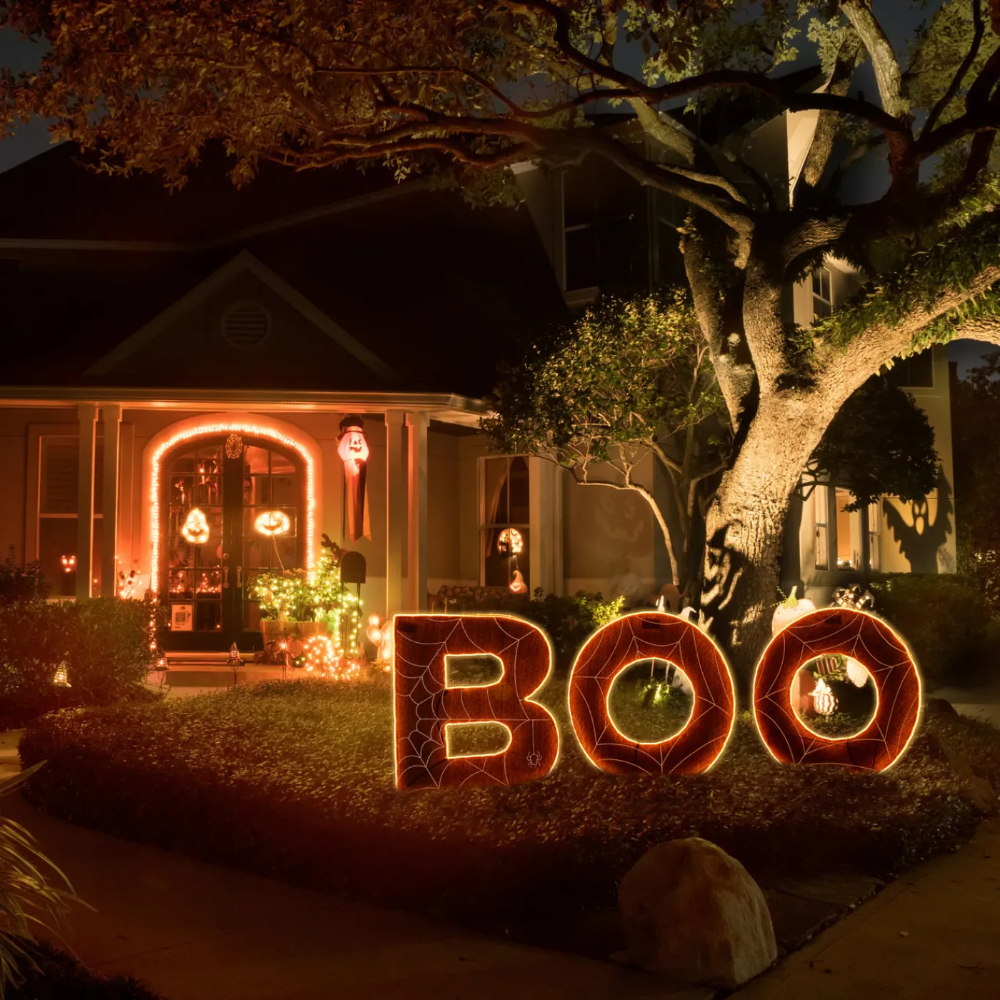 National Tree Company 47 in. Halloween Pre-Lit BOO Outdoor Lawn Decoration with LED Lights