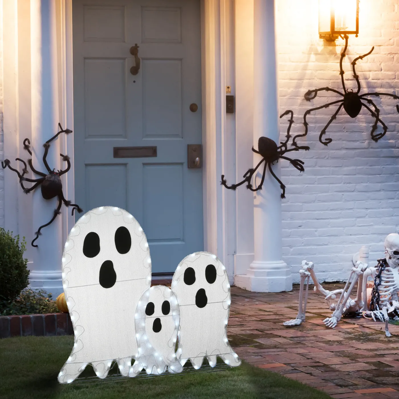 National Tree Company 36 in. Halloween Pre-Lit Ghost Trio Outdoor Decoration with LED Lights
