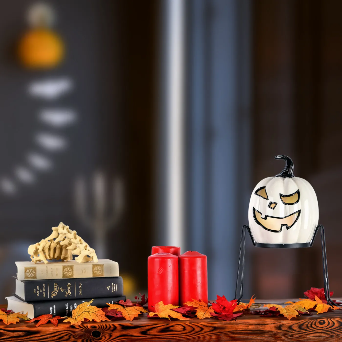National Tree Company 15 in. Halloween Pre-Lit Ghost Pumpkin Tabletop Decoration
