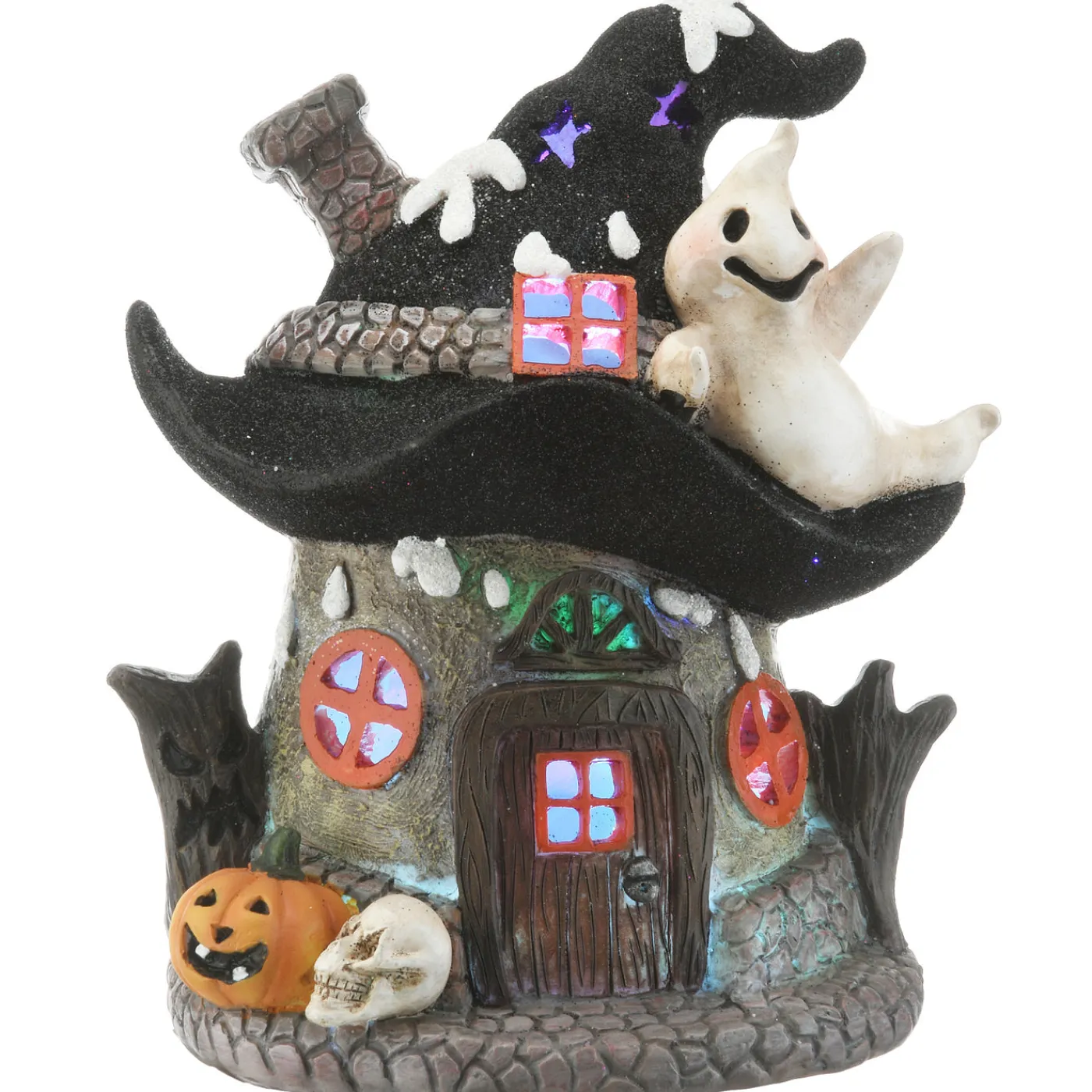 National Tree Company 7 in. Halloween Pre-Lit Haunted Mushroom House Decoration with LED Lights
