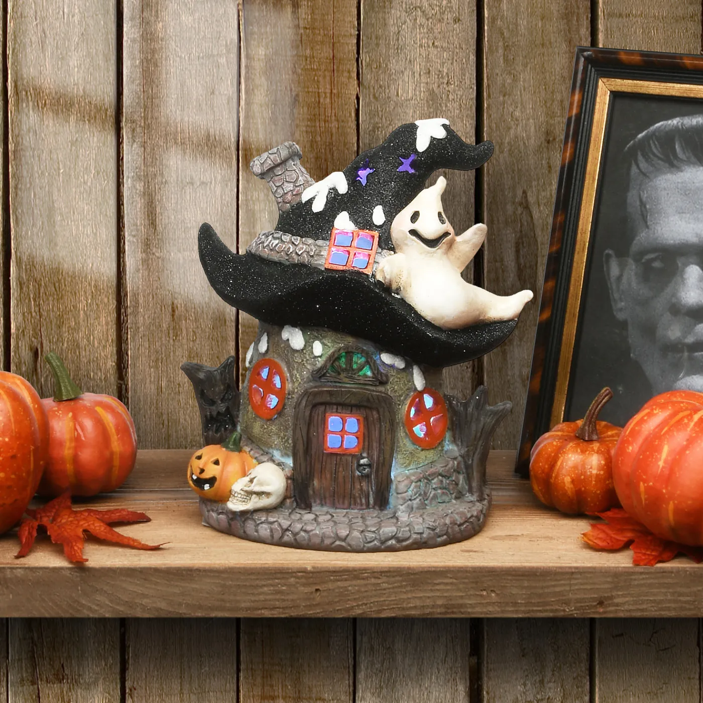 National Tree Company 7 in. Halloween Pre-Lit Haunted Mushroom House Decoration with LED Lights