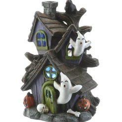 National Tree Company 6 in. Halloween Pre-Lit Purple Haunted House Decoration with LED Lights