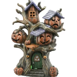 National Tree Company 12 in. Halloween Pumpkin Tree House with Multi Color LED Lights