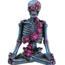 National Tree Company 10 in. Halloween Purple Galaxy Meditating Skeleton with LED Lights