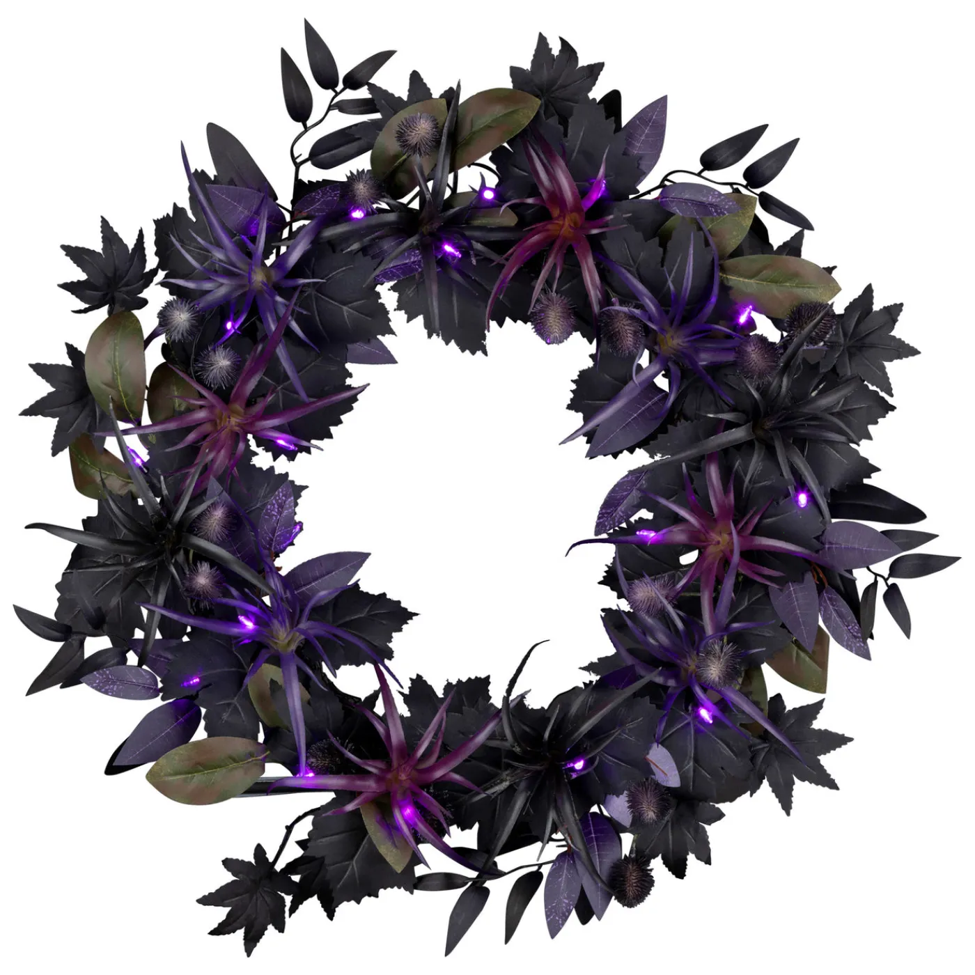 National Tree Company 24 in. Halloween Scare in the Air Wreath with LED Lights