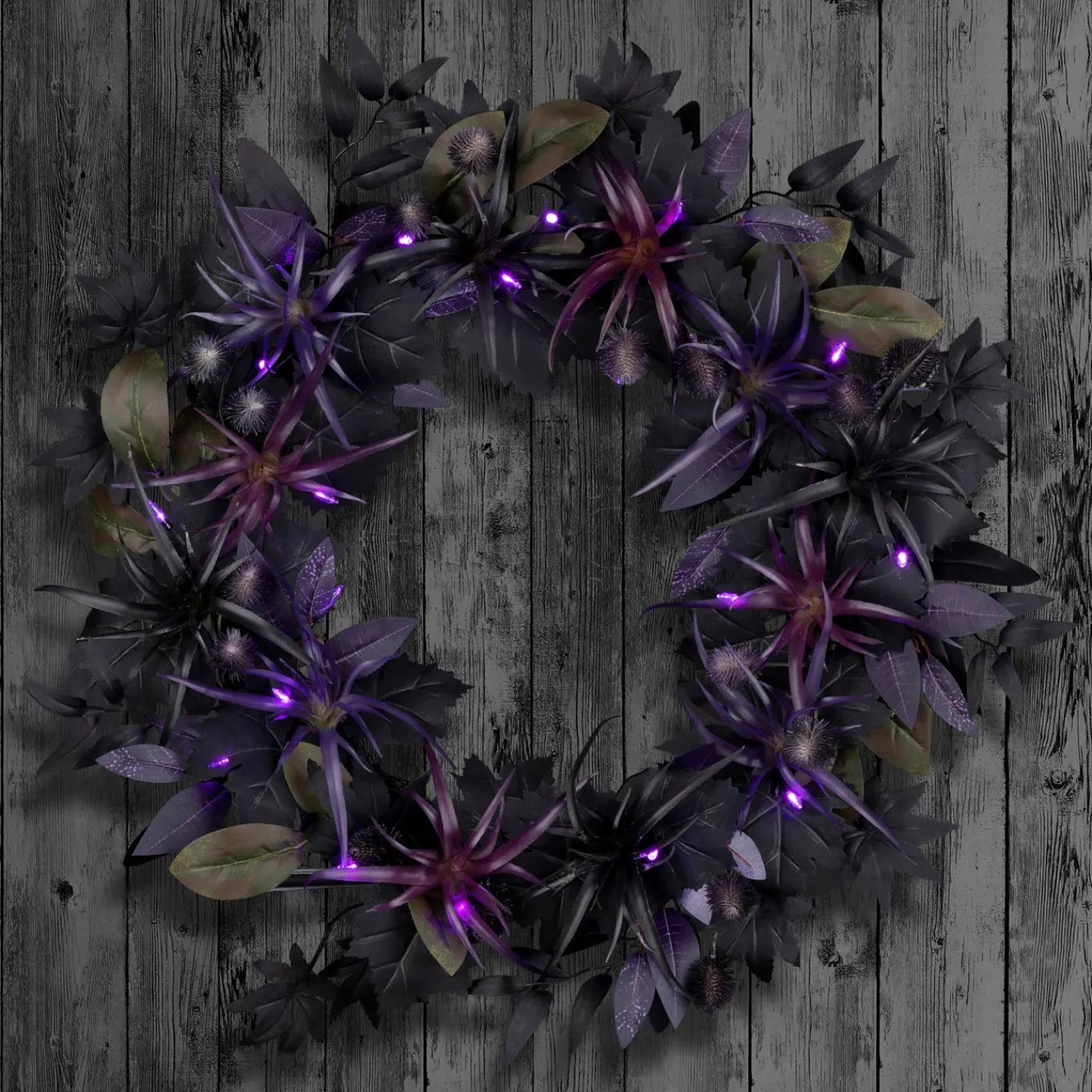 National Tree Company 24 in. Halloween Scare in the Air Wreath with LED Lights