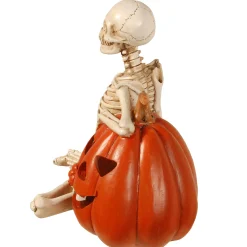 National Tree Company 9 in. Halloween Skeleton and Jack O Lantern Decoration with LED Lights