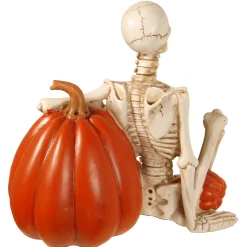 National Tree Company 9 in. Halloween Skeleton and Jack O Lantern Decoration with LED Lights