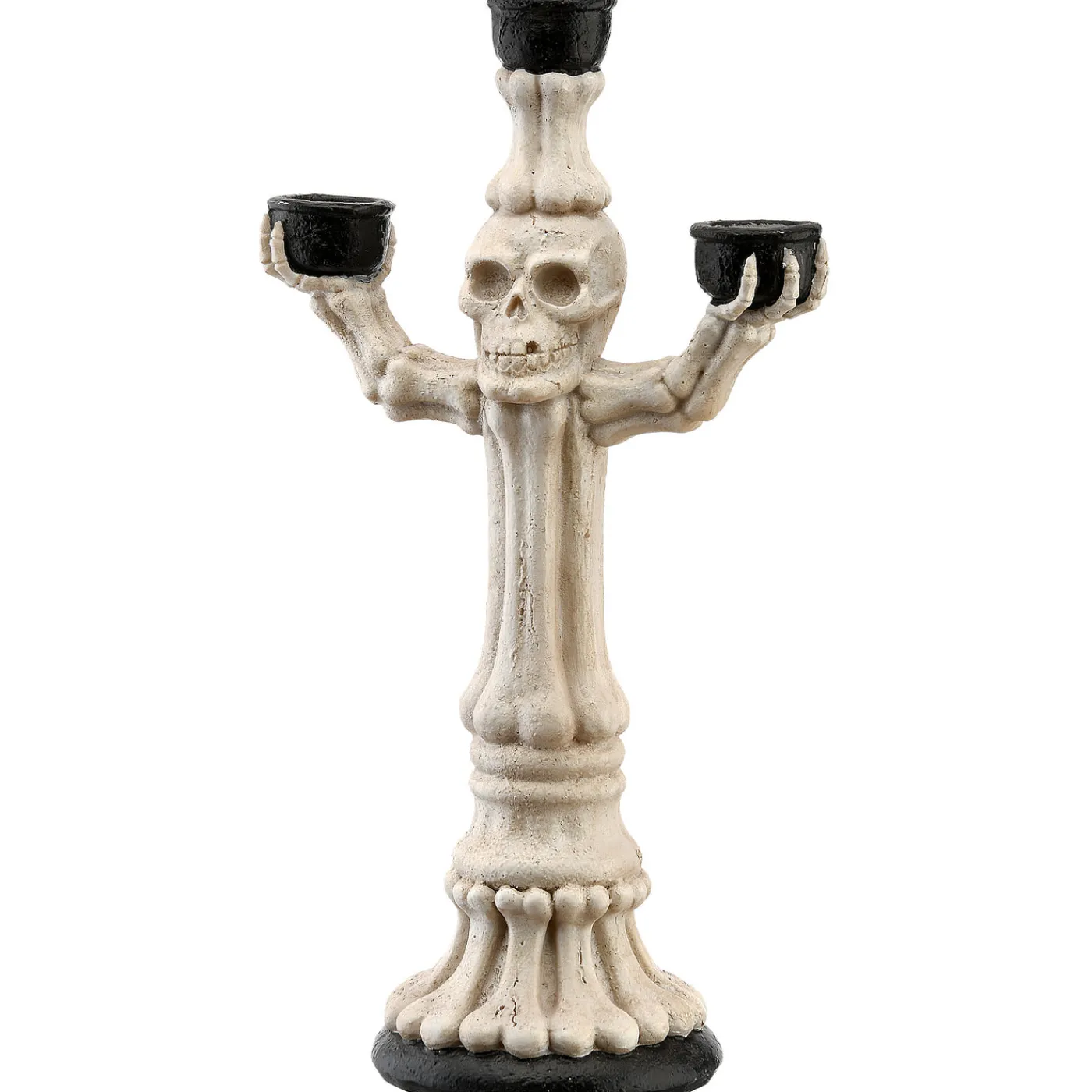 National Tree Company 12 in. Halloween Skeleton Candelabra Holds Three Candles