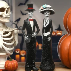National Tree Company 13 in. Halloween Skeleton Couple in Formal Attire Decoration