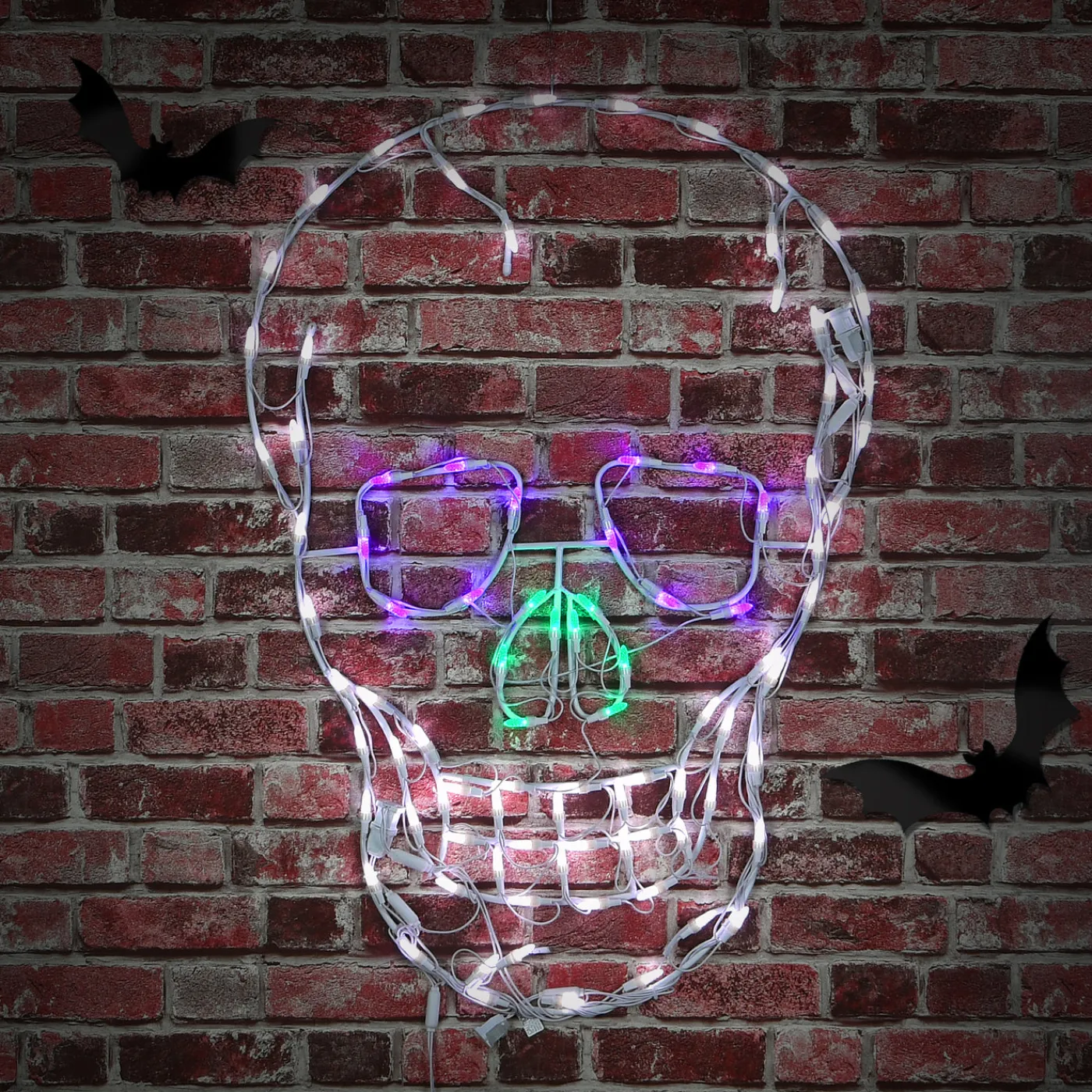National Tree Company 37 in. Halloween Skull Lighted Sign Decoration with LED Lights