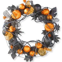 National Tree Company 20 in. Halloween Spooky Wreath with Pumpkins and Ornaments