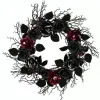 National Tree Company 22 in. Halloween Spooky Wreath with Roses, Leaves, Thorny Branch Base