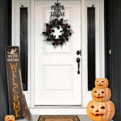 National Tree Company 19 in. Halloween Trick or Treat Metal Wreath Hanger