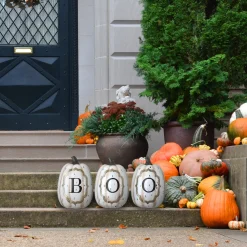 National Tree Company 13 in. Halloween White Pumpkin BOO Sign Decoration