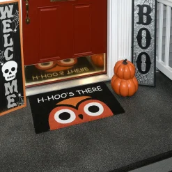 National Tree Company 30 in. Halloween WHOS THERE Owl Doormat Decoration