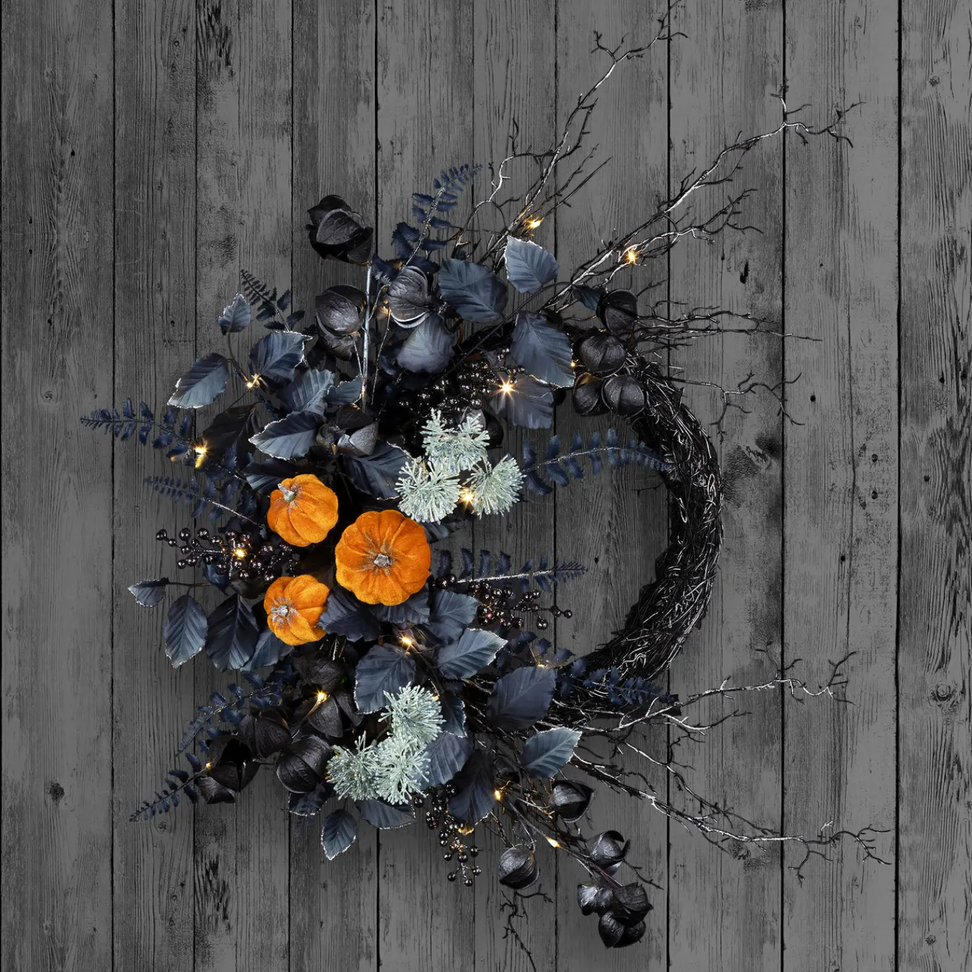 National Tree Company 20 in. Halloween Wreath with Pumpkins and LED Lights