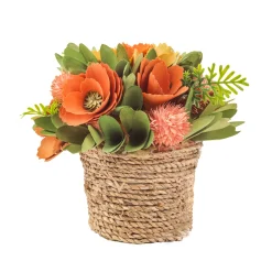 National Tree Company 8 in. Handcrafted Pastel Florals in Rope Basket