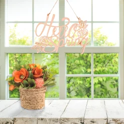 National Tree Company 8 in. Handcrafted Pastel Florals in Rope Basket