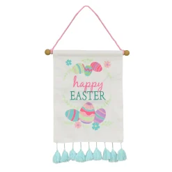National Tree Company 19 in. Happy Easter with Eggs Hanging Banner Decoration