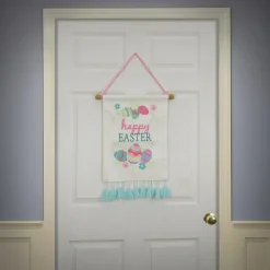 National Tree Company 19 in. Happy Easter with Eggs Hanging Banner Decoration