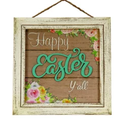National Tree Company 10 in. Happy Easter Y'all Hanging Wall Sign Decoration