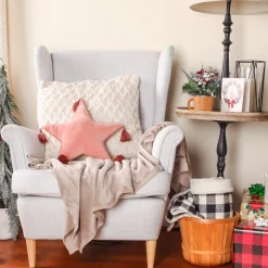 National Tree Company 16 in. HGTV Home Collection Star Shape Pillow, Blush