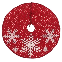 National Tree Company 52 in. HGTV Home Collection Red Tree Skirt with Snowflake Embroidery and White Dots