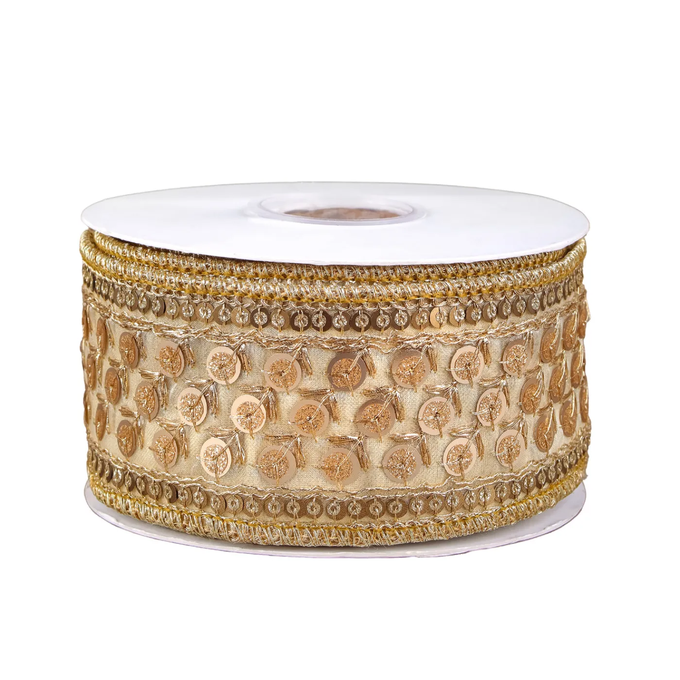 National Tree Company 2.5 in. HGTV Home Collection Dupioni Gold Beaded Ribbon