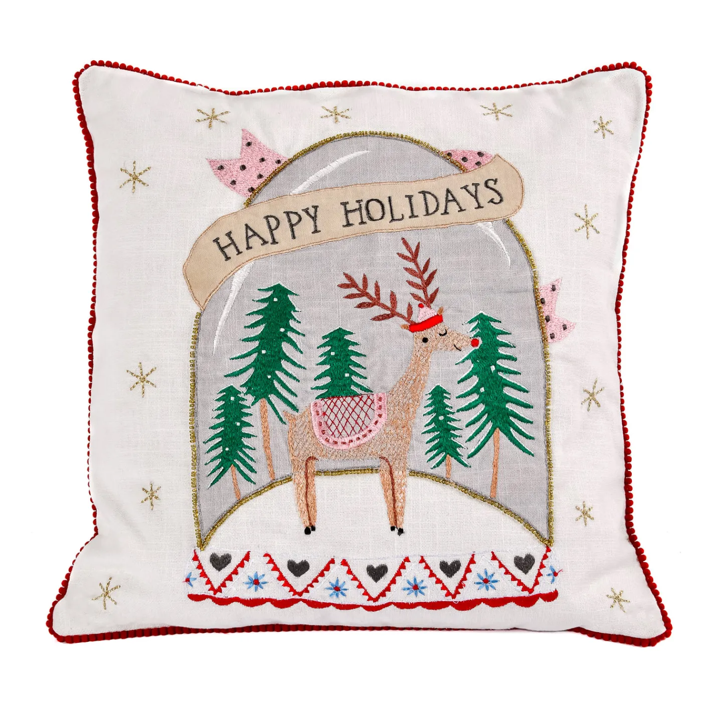 National Tree Company 18 in. HGTV Home Collection Snow Globe Christmas Pillow
