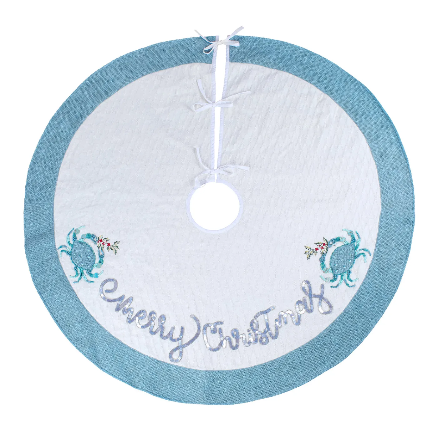 National Tree Company 52 in. HGTV Home Collection Embroidered Coastal Colors Tree Skirt
